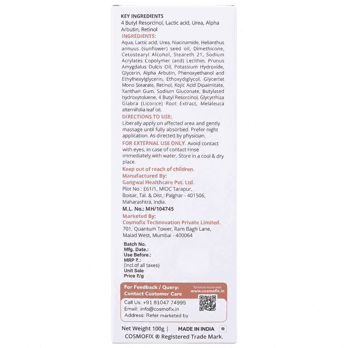 Cosmofix Anfix Cream 100gm