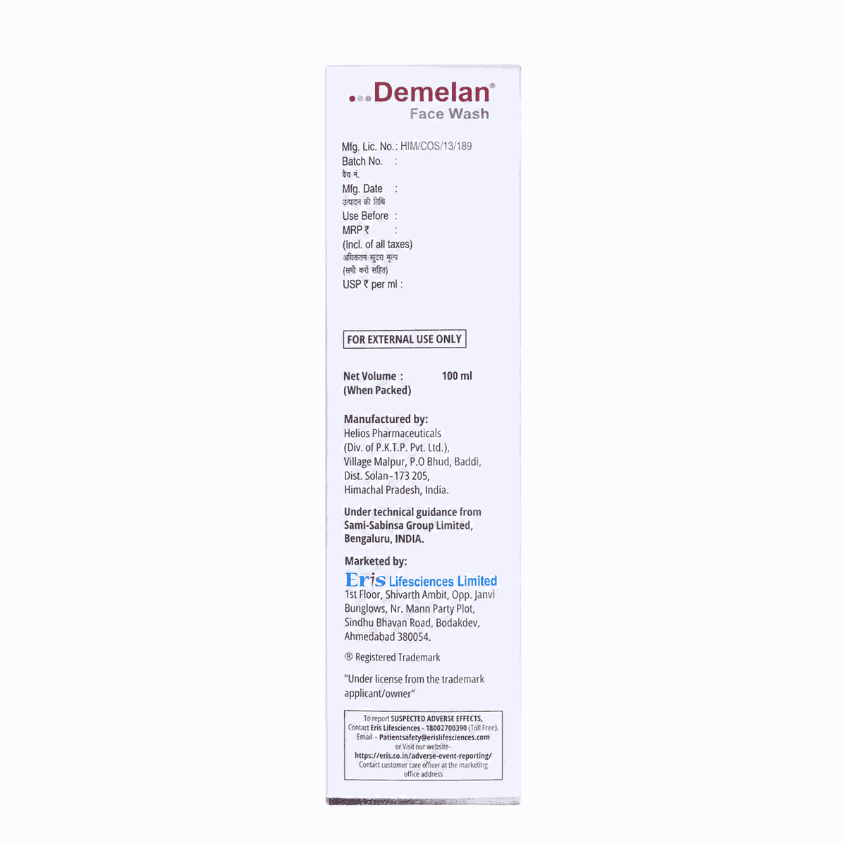 Demelan Face Wash