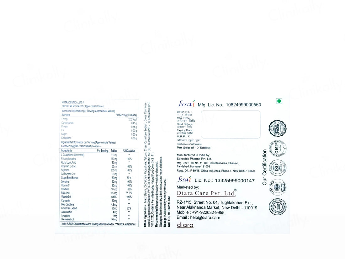 Gloren Detox & D-Tan Nutraceutical 10Tablets