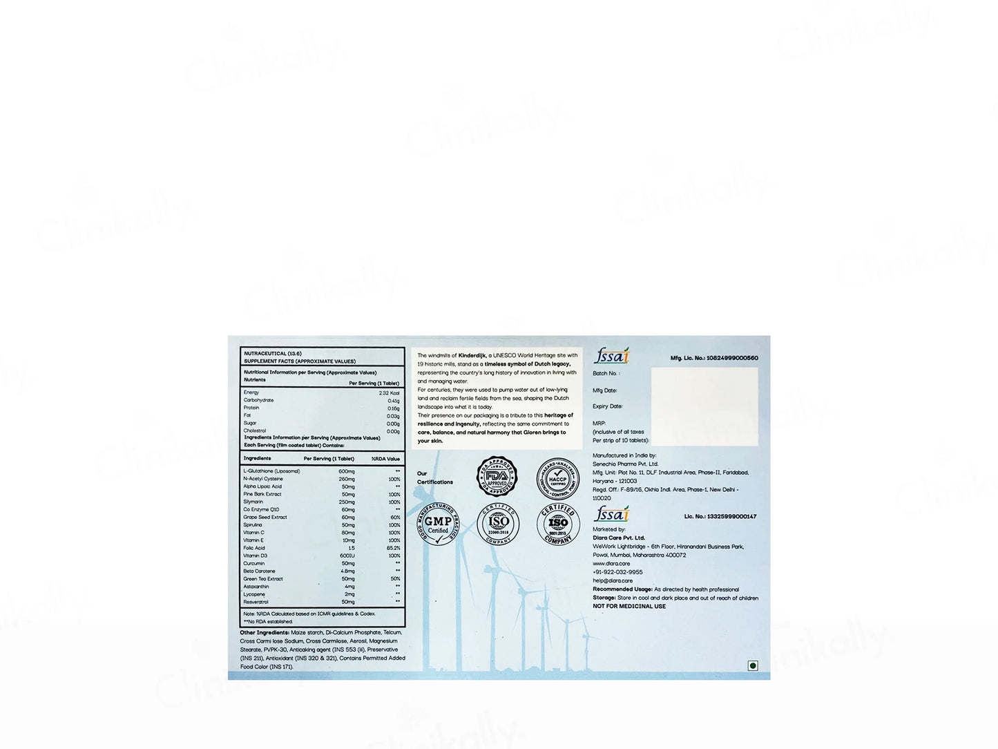 Gloren Liposomal Glutathione Nutraceutical 10Tablets