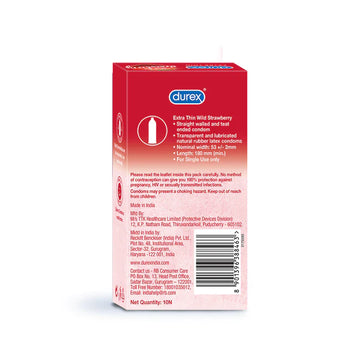 Durex Extra Thin Condom (Wild Strawberry) (10 COND) (PACK OF 3)