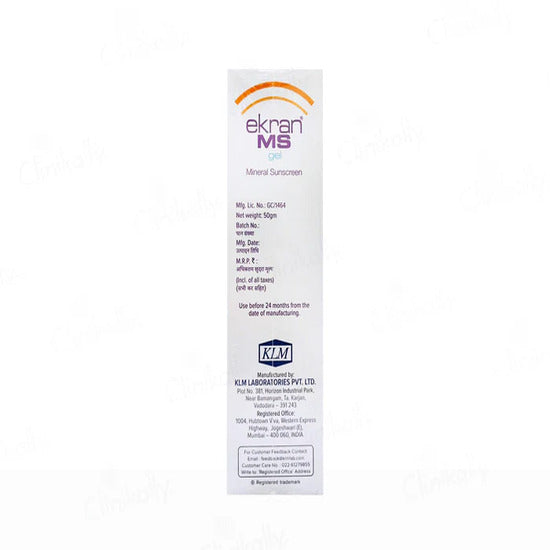 Ekran MS Mineral Sunscreen Gel SPF 50 PA+++ 50gm