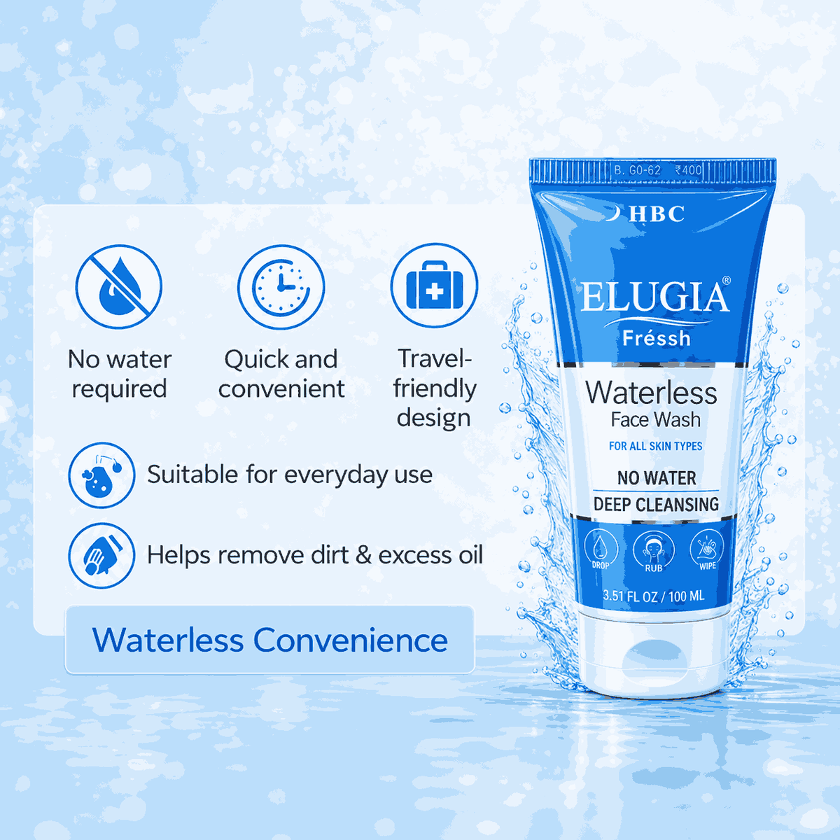 Elugia Waterless Face Wash