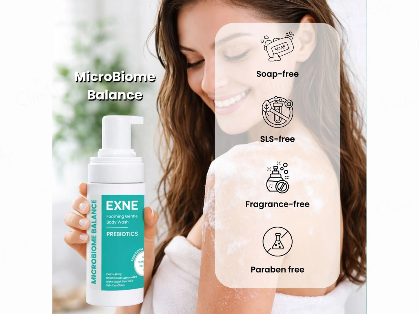 Exne Prebiotics Soothing & Hydrating Foaming Gentle Body Wash, 180ml