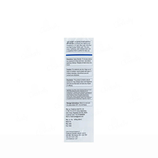 Fixderma Light Weight Non-Greasy Broad Spectrum SPF 80 Lotion, 50ml