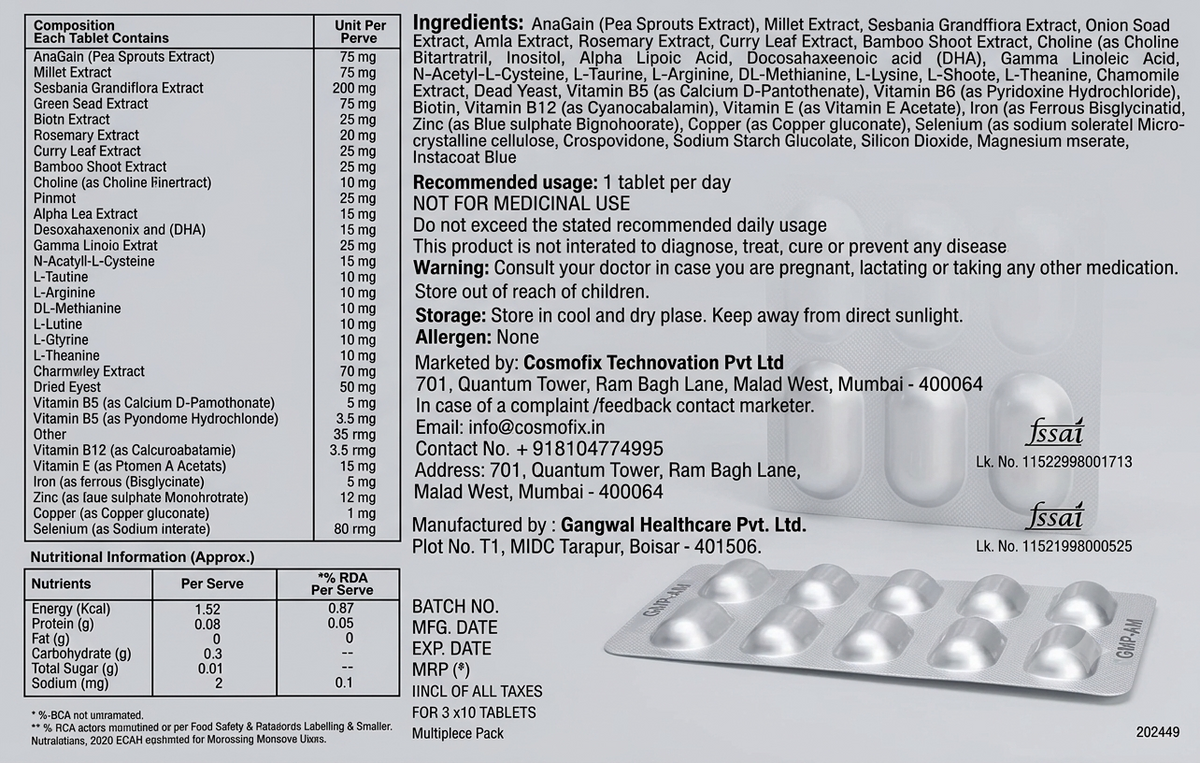 Cosmofix GMP-AM Hair Nutrition Tablets 3 x 10 Tab
