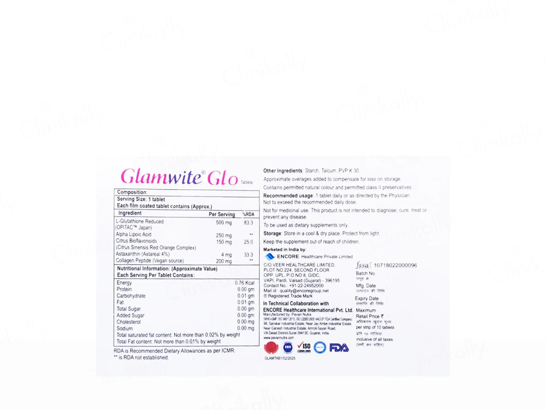 Glamwite Glo Nutraceutical Tablet 10Tab