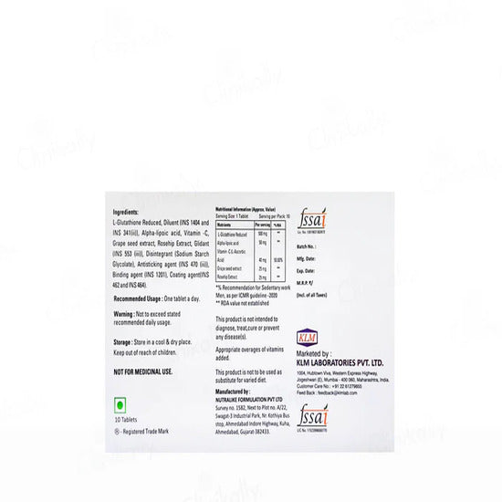 Glutaderm Plus Tab, 10Tab