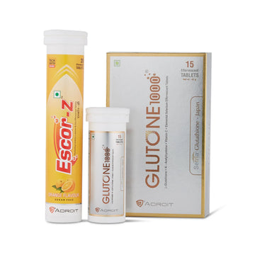 GLUTONE 1000 L-Glutathione Vitamin c 15 TAB with Escor Z, Orange Flavour 20TAB