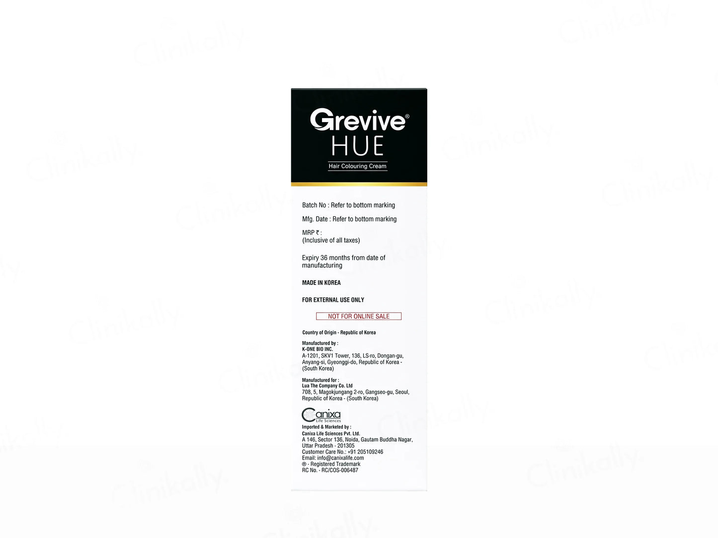 Grevive Hue Hair Colouring Cream, 1 Kit