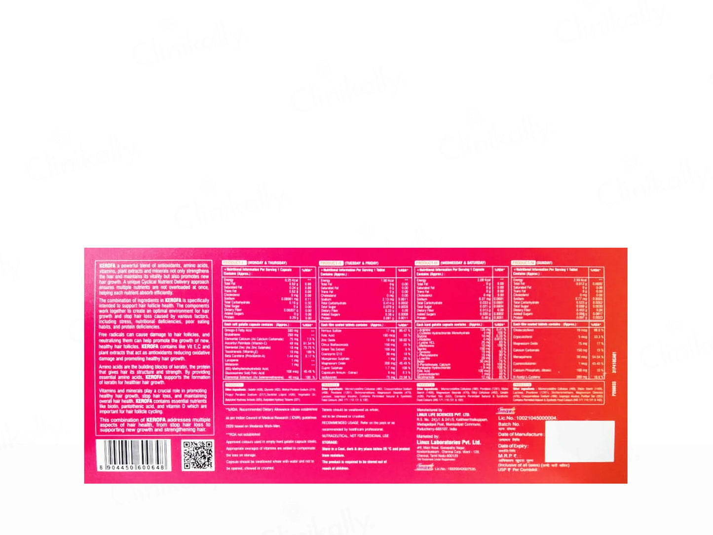 Kerofa Hair Growth Nutraceutical Supplement Combokit, 1 Kit