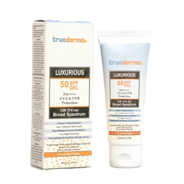 True Derma Luxurious SPF 50 Sunscreen Gel cw 374 nm Broad Spectrum, 60Gm