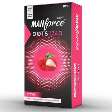 Manforce Dots 1740 Litchi Extra Dotted Premium Condoms Pack Of 10 (pack of 5)