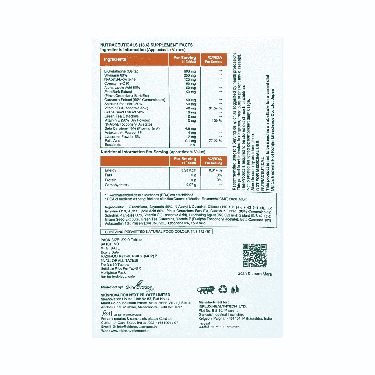Nusaude Light Tablet 3 x 10 Tab
