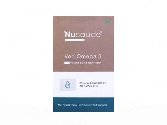 Nusaude Veg Omega 3 Nutraceutical Liquid Filled Capsule, 30 Caps