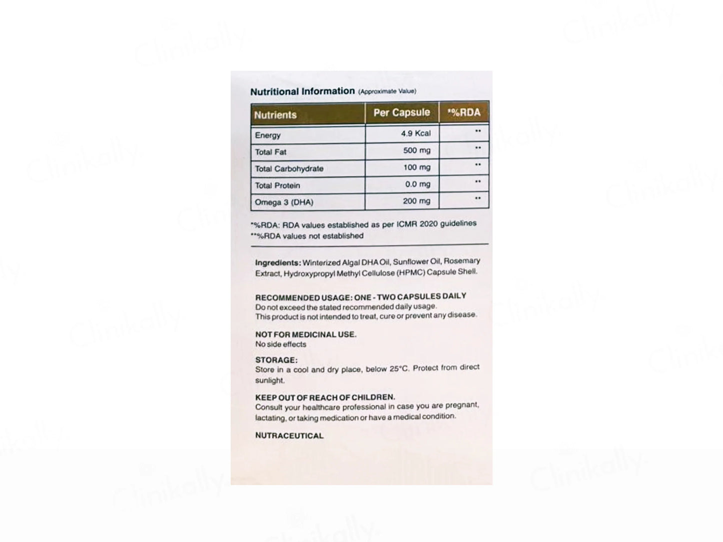 Nusaude Veg Omega 3 Nutraceutical Liquid Filled Capsule, 30 Caps
