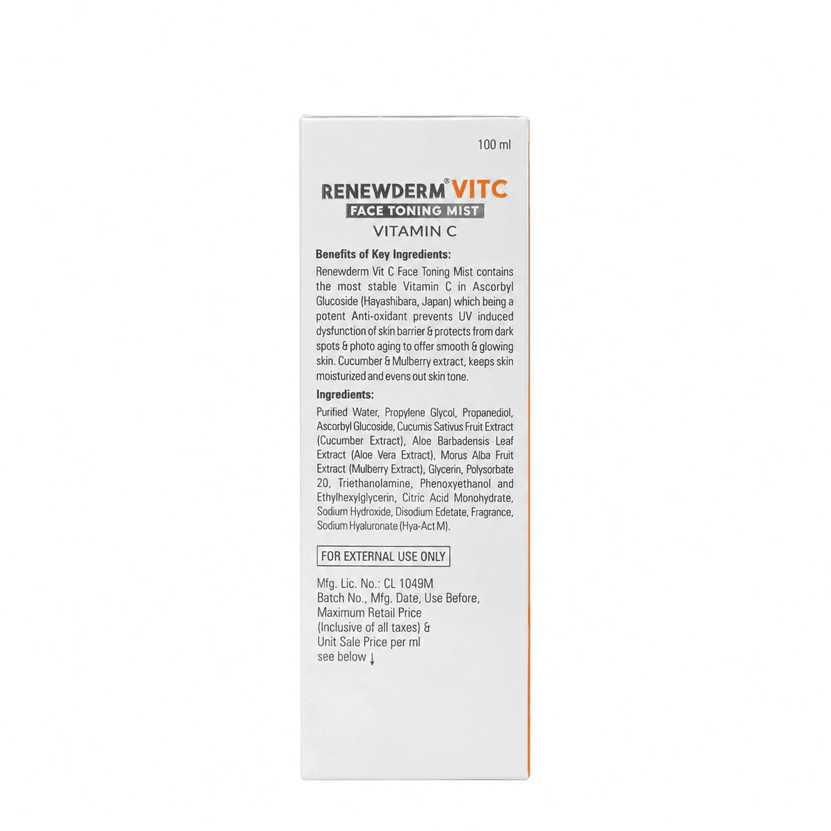 Palsons Renewderm Vit C Face Toning Mist 100ml