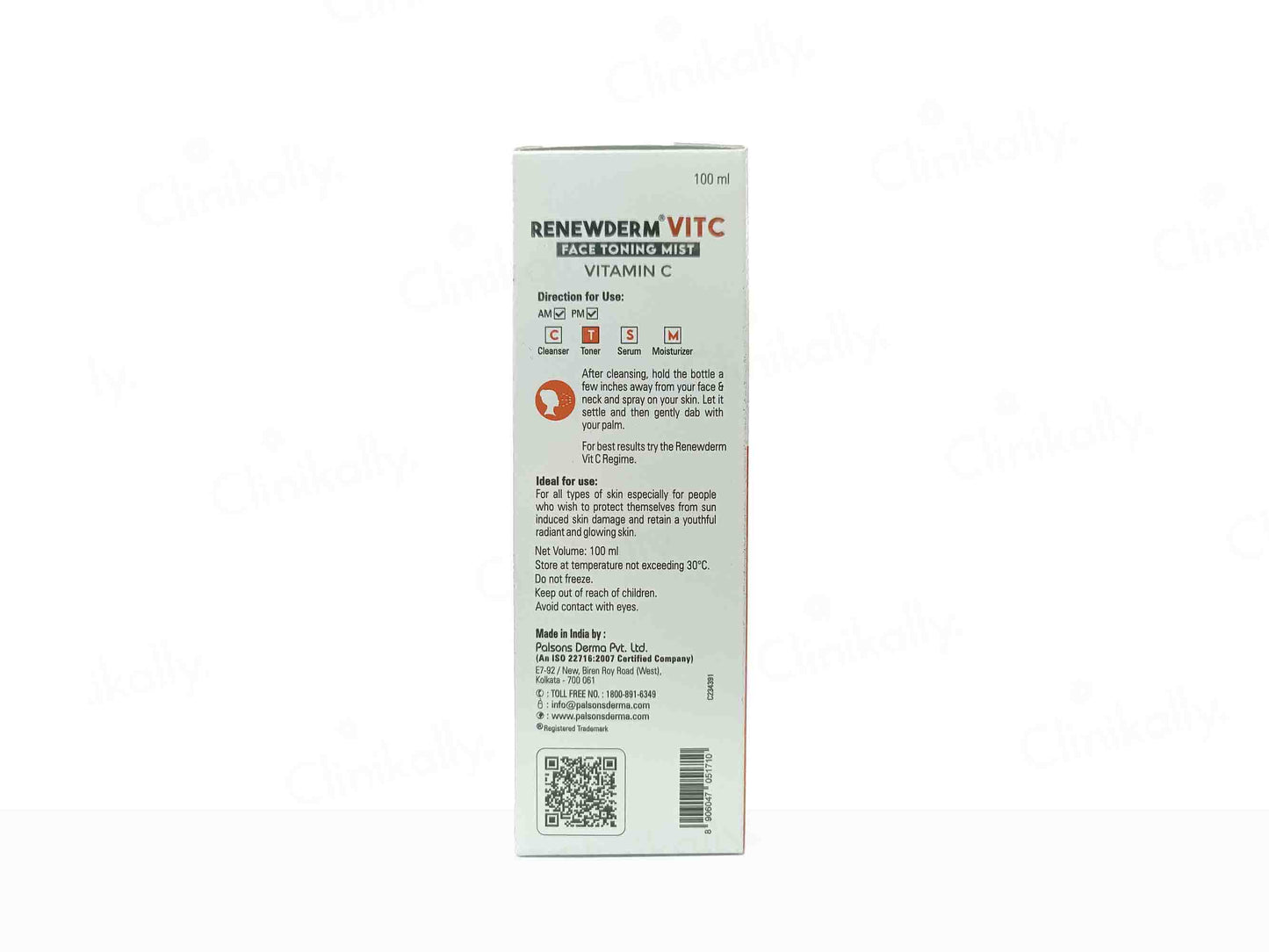 Palsons Renewderm Vit C Face Toning Mist, 100ml