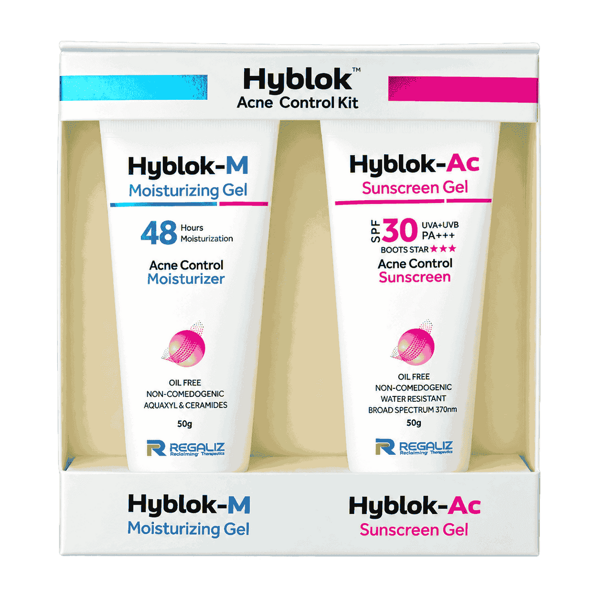 Regaliz Hyblock Acne Control Kit | Moisturizing Gel & Sunscreen Gel