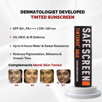 Chosen Safescreen Tintense Gold Tinted Gold Sunscreen SPF 50+ PA++++ 40ml