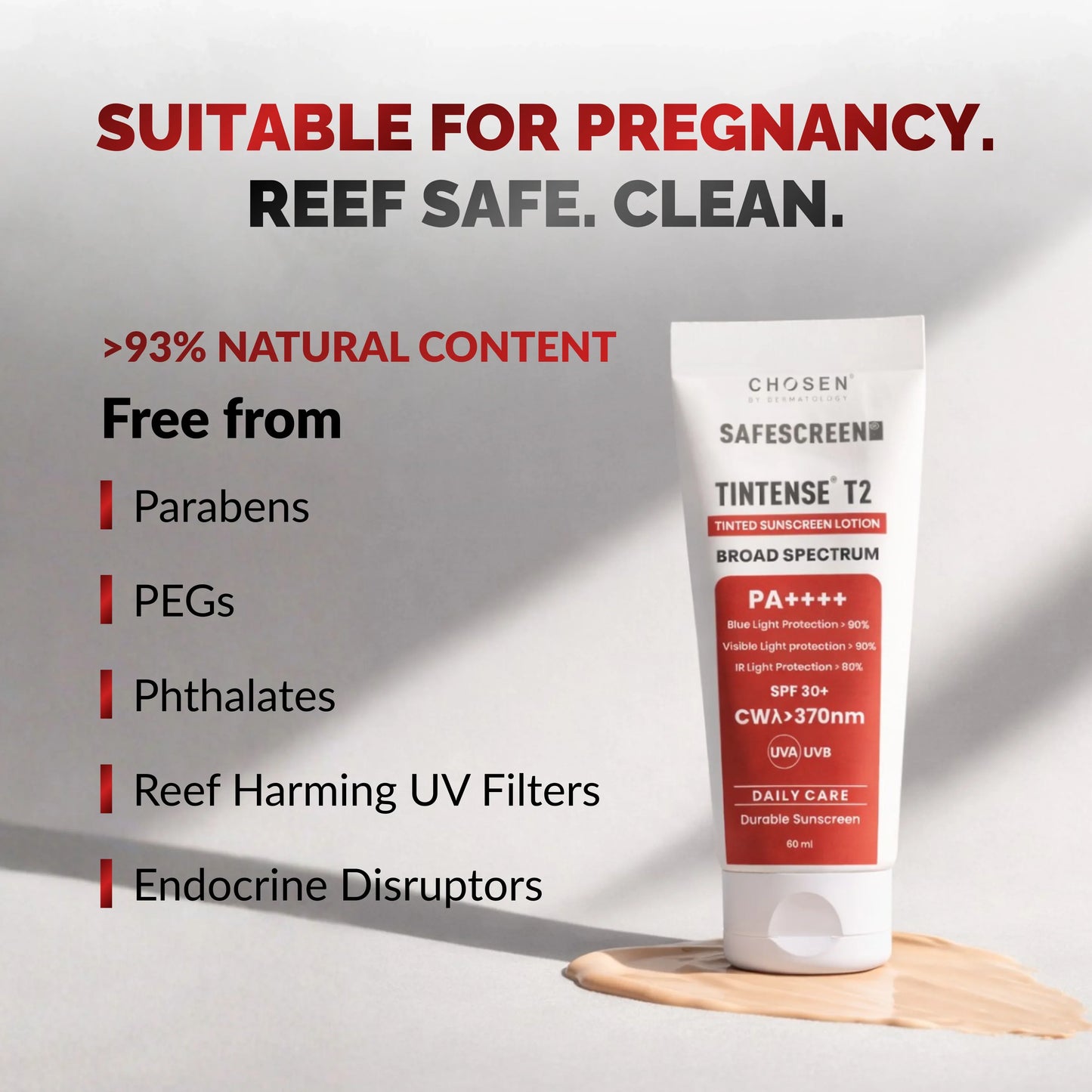Safescreen Tintense T2 Tinted Sunscreen Lotion SPF 30+ PA++++ 60ml