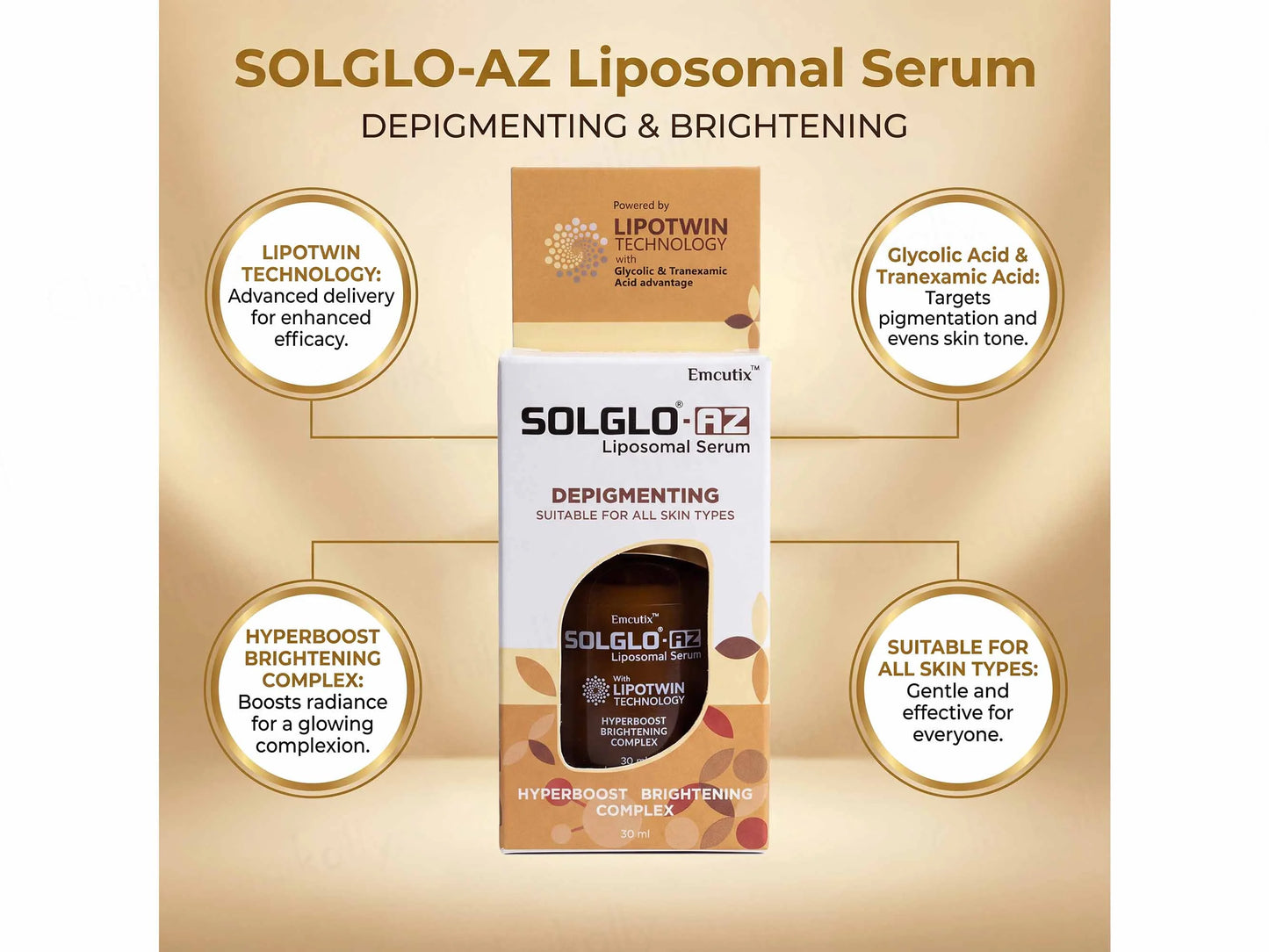 Solglo-AZ Depigmenting Liposomal Serum, 30ml