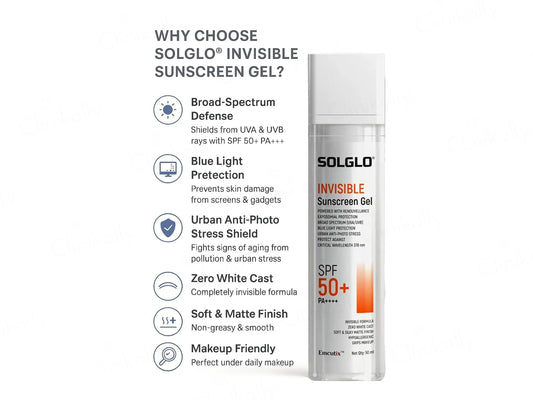 Solglo Invisible Sunscreen Gel SPF 50+ PA++++, 50ml