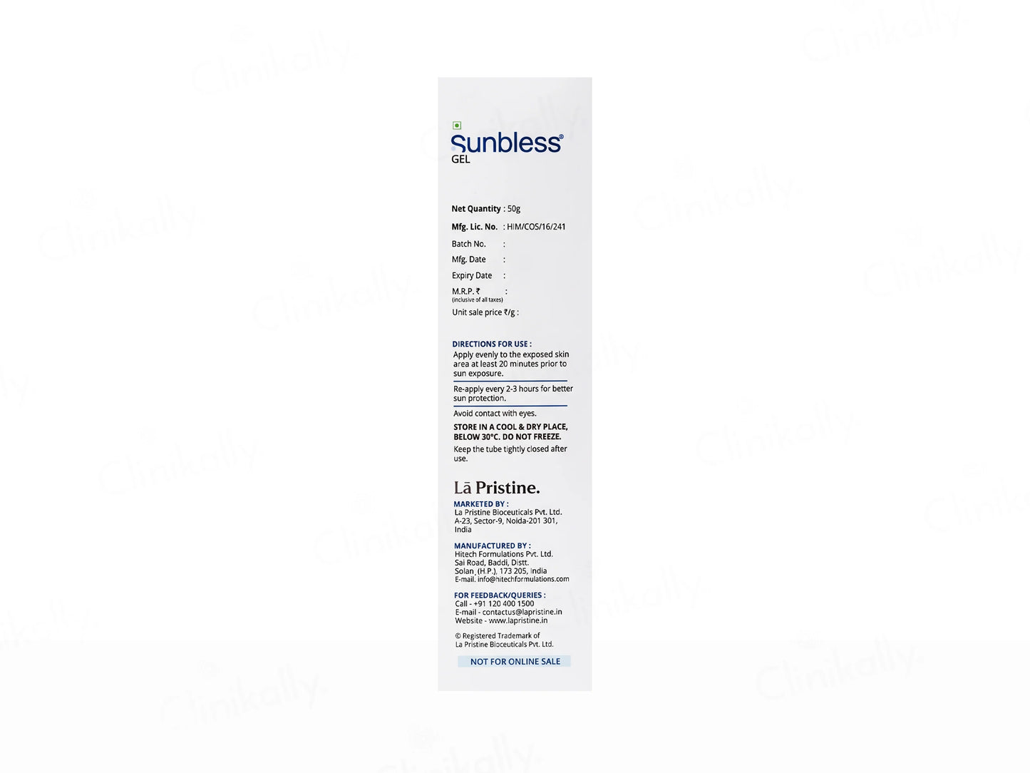 Sunbless Cyclic Silicon Free Sunscreen Gel SPF 50+ PA+++, 50gm