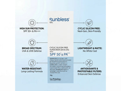 Sunbless Cyclic Silicon Free Sunscreen Gel SPF 50+ PA+++, 50gm
