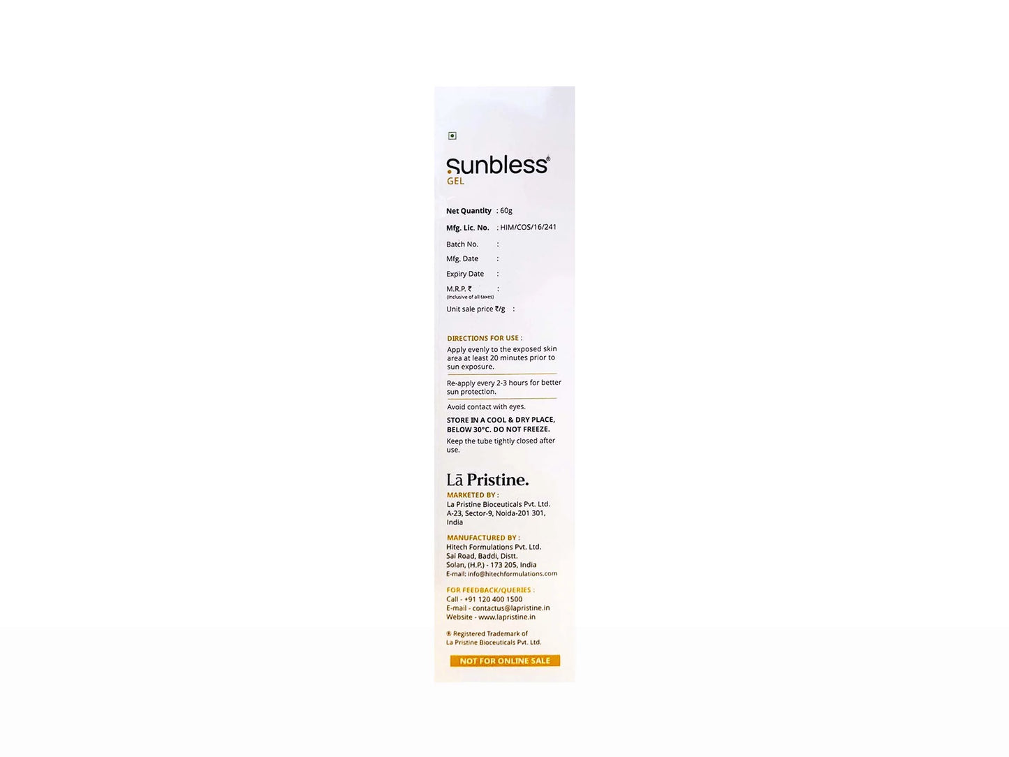 Sunbless Anti Pollution Sunscreen Gel SPF 50+, 60gm