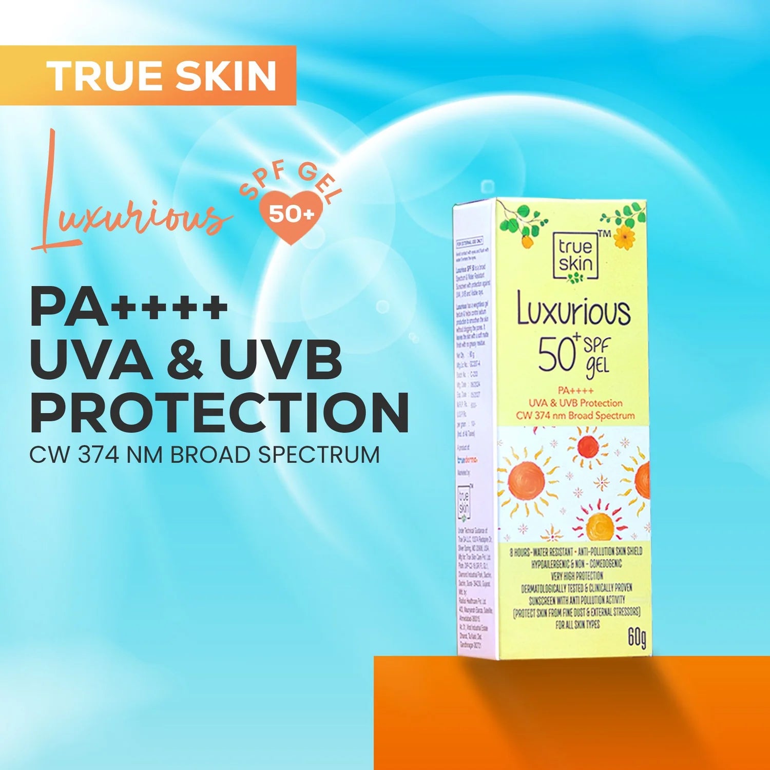 True Skin Luxurious SPF 50 Sunscreen Gel 60gm