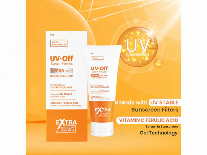 UV-Off Instant Protection Vitamin C & Ferulic Acid Sunscreen Gel SPF 60 PA+++, 50gm