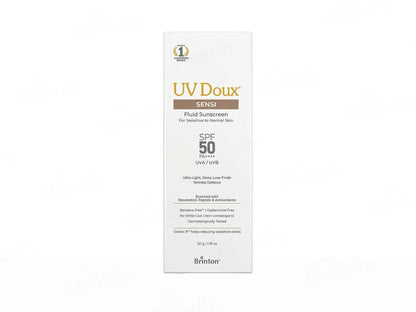 UV Doux Sensi Fluid Sunscreen SPF 50 PA++++ For Sensitive To Normal Skin, 50gm