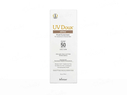 UV Doux Sensi Fluid Sunscreen SPF 50 PA++++ For Sensitive To Normal Skin, 50gm