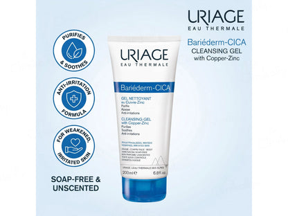 Uriage Bariederm-Cica Cleansing Gel With Copper Zinc 200ml