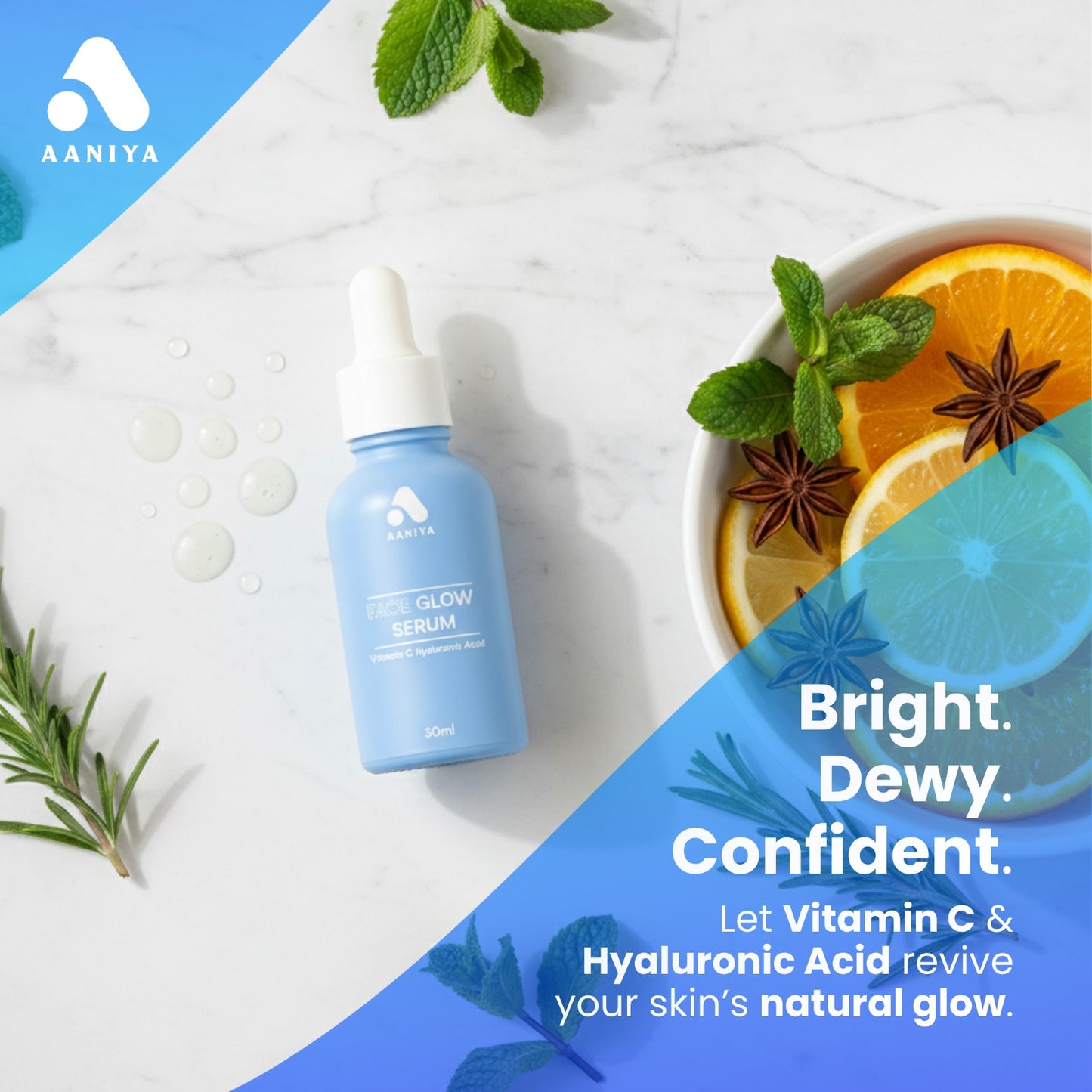 AANIYA Vitamin C Hyaluronic Acid Face Glow Serum, 30ml