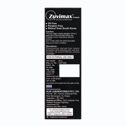 Zuvimax 0.2% Pure Retinol Cream 20gm