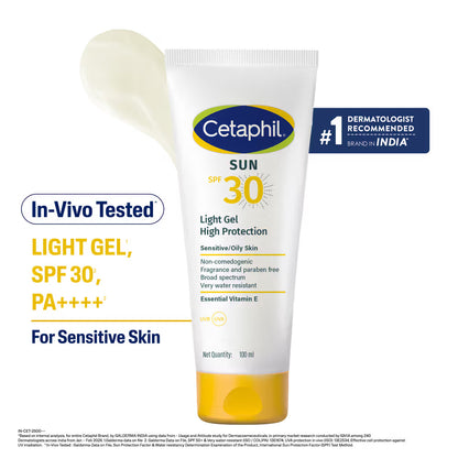 Cetaphil Sun Light High Protection Sunscreen Gel | SPF 30, 100 ml
