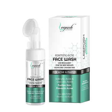 Leeposh Tea Tree Foaming Acne Face Wash with Built-in Brush - 150 ml
