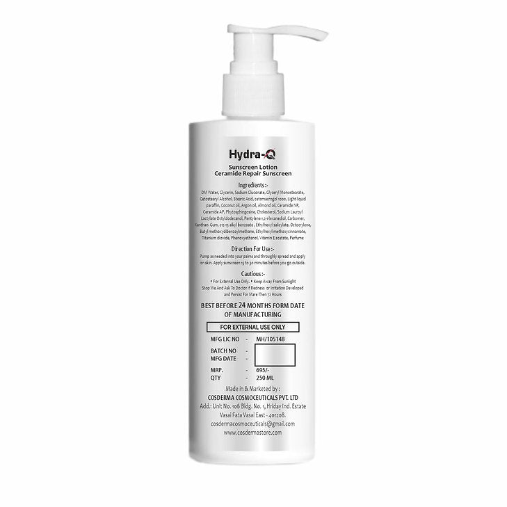 Hydra Q Sunscreen Lotion SPF 50 with Ceramide Repair, 250ml