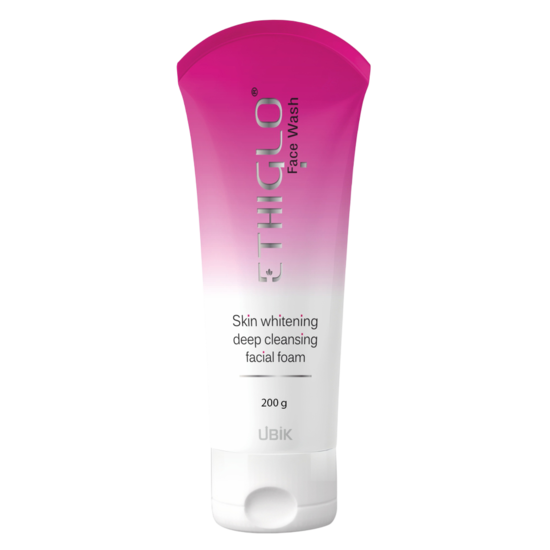 Ethiglo Face Wash 200gm front view – dermatologist-recommended brightening face wash with Kojic Acid and Liquorice Extract.