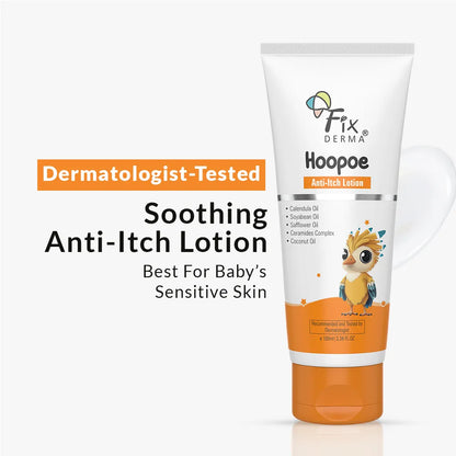Fix Derma Hoopoe Anti Itch Lotion | Instant Relief From Itching & Redness For Babies, 100ml