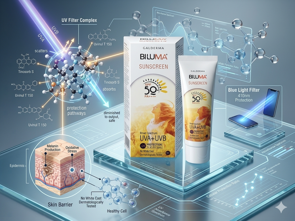 Biluma Broad Spectrum Sunscreen SPF 50+ PA++++, 50ml