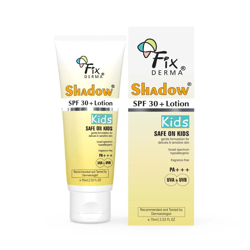 Fixderma Shadow Kids SPF 30+ Lotion | A Hypoallergenic Sunscreen for delicate skin of kids, 75ml
