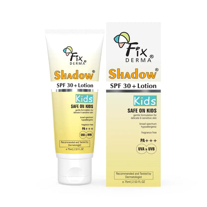Fixderma Shadow Kids SPF 30+ Lotion | A Hypoallergenic Sunscreen for delicate skin of kids, 75ml