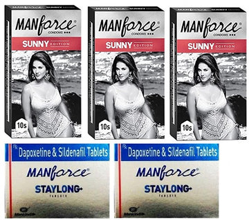 Manforce SUNNY EDITON Condom(10cond) (pack of 3) & STAYLONG TAB (PACK OF 2) COMBO PACK