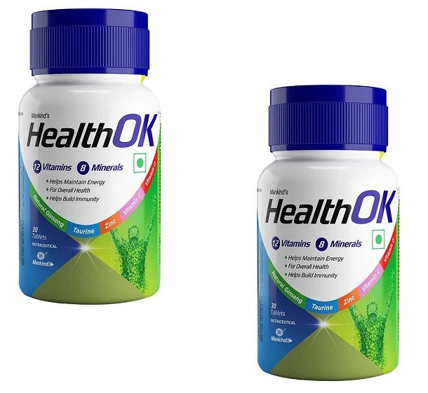 Health OK Multivitamins, Minerals 100% Vegetarian Tab (30TAB) (Pack of 2)