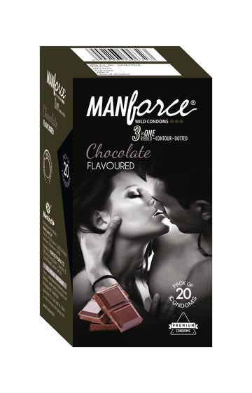 MANFORCE 3 in one Condom (CHOCOLATE FLAVOURED) (1 Box of 20pcs) (PACK OF 5)