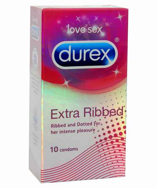 Durex Extra Ribbed Condom (10 COUNT) (PACK OF 5)