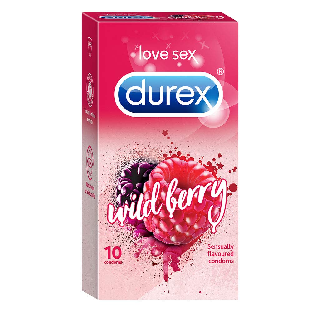 Durex Wild Berry Flavored Condom (10 COUNT) (PACK OF 5)